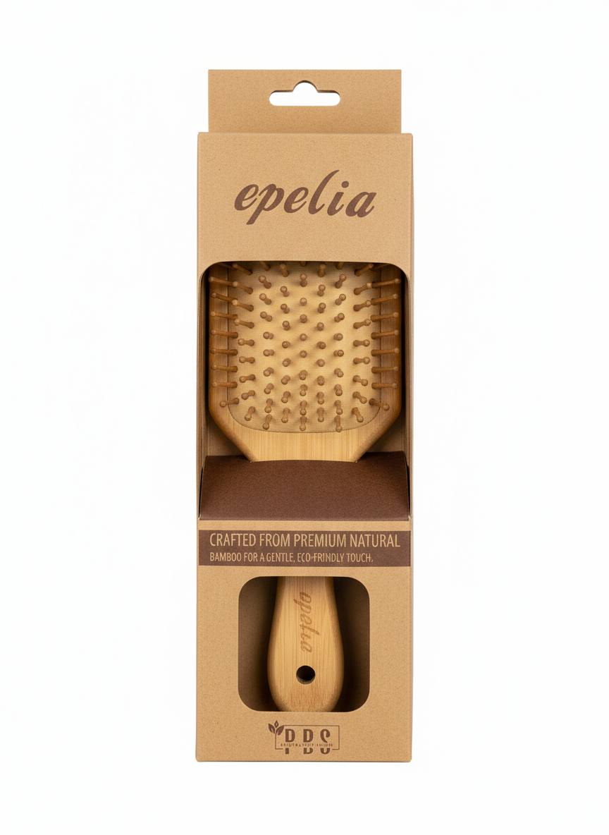 Epelia Squared Bamboo Wooden Hair Brush