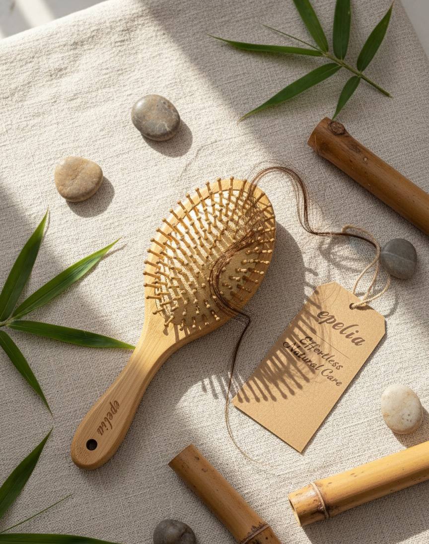 Epelia Oval Bamboo Wooden Hair Brush