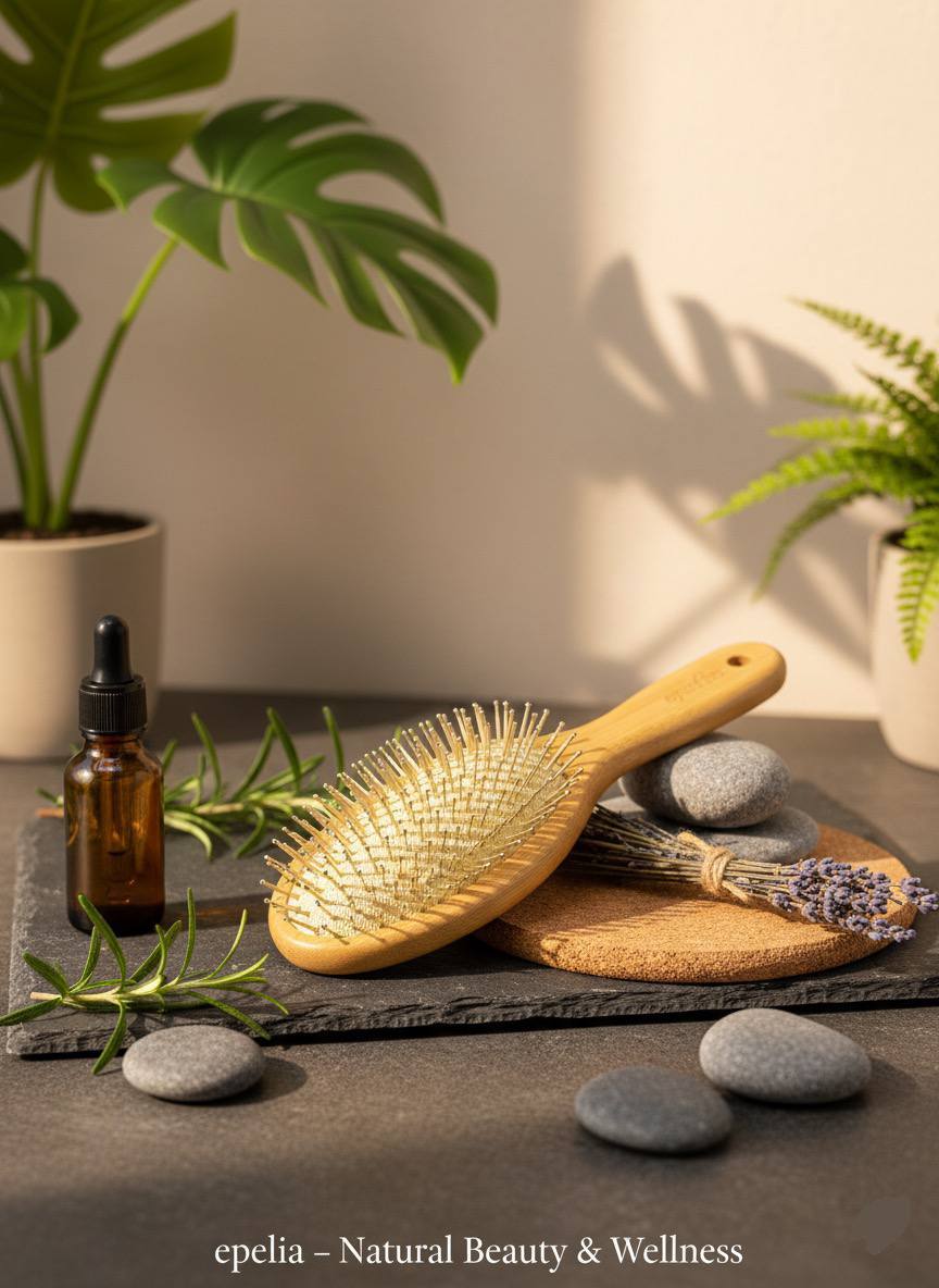 Epelia Metal Pins Bamboo Hair Brush