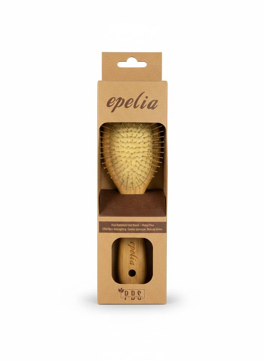 Epelia Metal Pins Bamboo Hair Brush