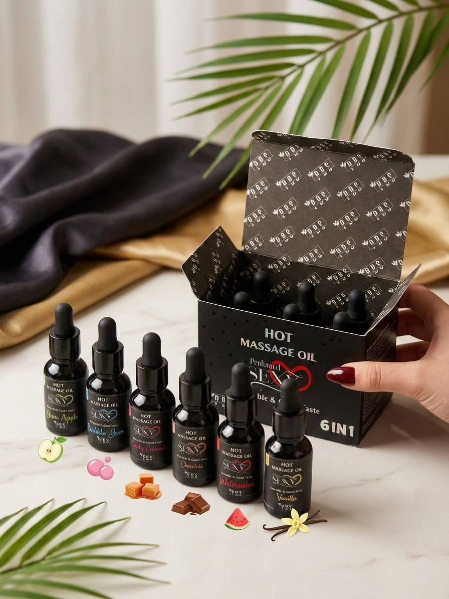 HOT MASSAGE OIL – 6in1 Travel size Box